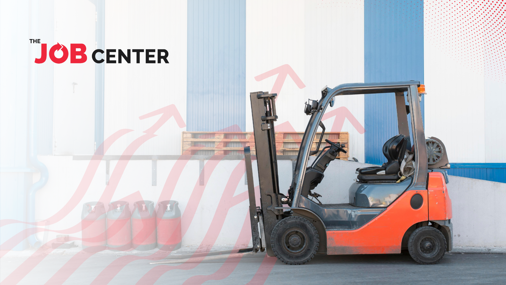 Standing forklift at a loading zone