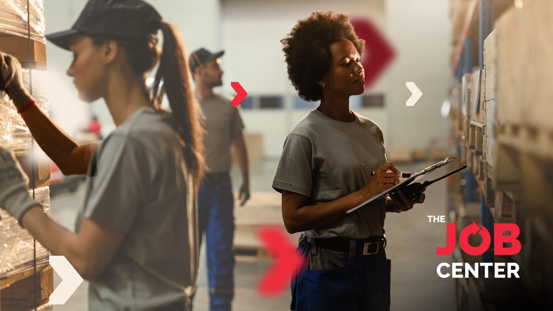 Warehouse team in logistics and distribution work together