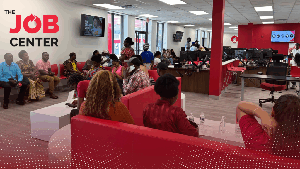 Interested applicants gather at The Job Center in Louisville for the Referral Bonanza